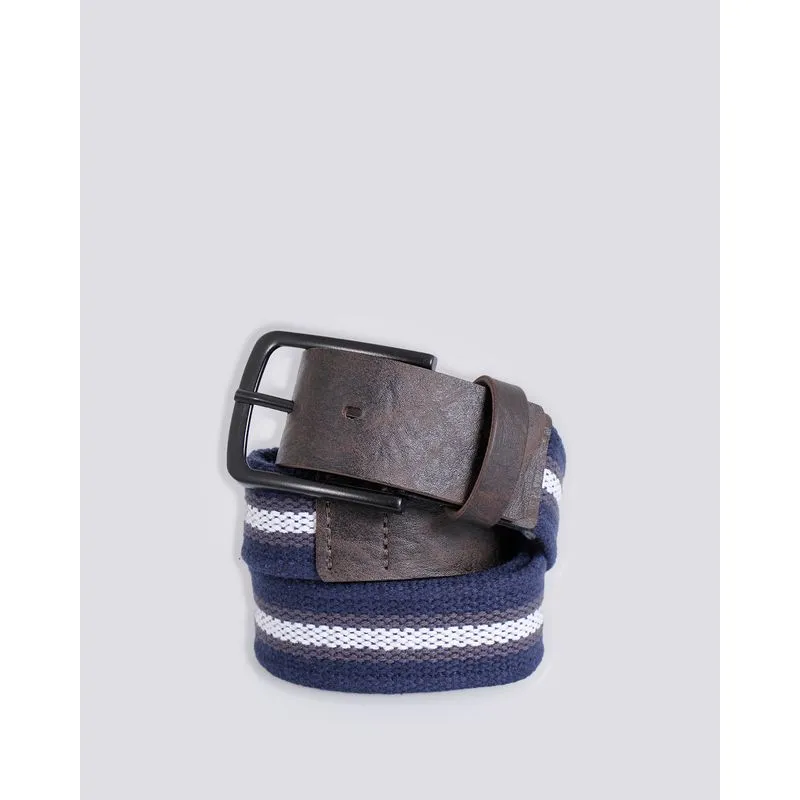 Cinto Masculino Lona Listra Branca Marinho P