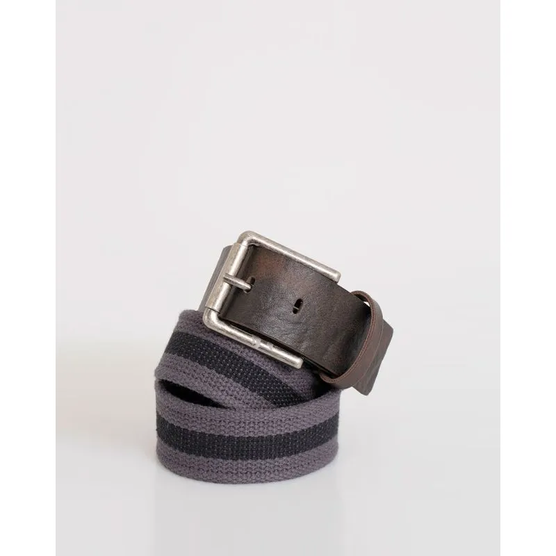 Cinto Masculino Casual Lona Listrado Cinza M