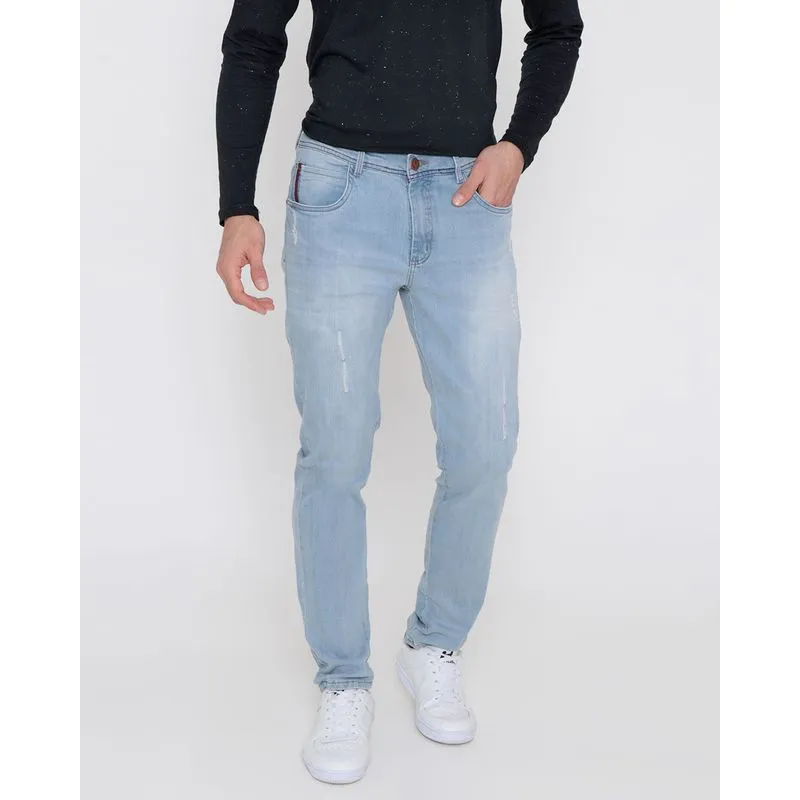 Calça Jeans Masculina Slim Azul Claro 40