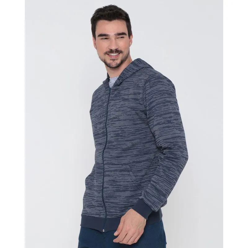 Casaco Masculino Moletom Rajado Azul Marinho G
