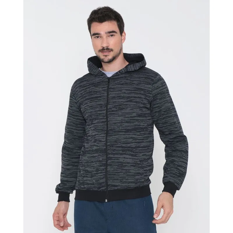 Casaco Masculino Moletom Rajado Preto GG