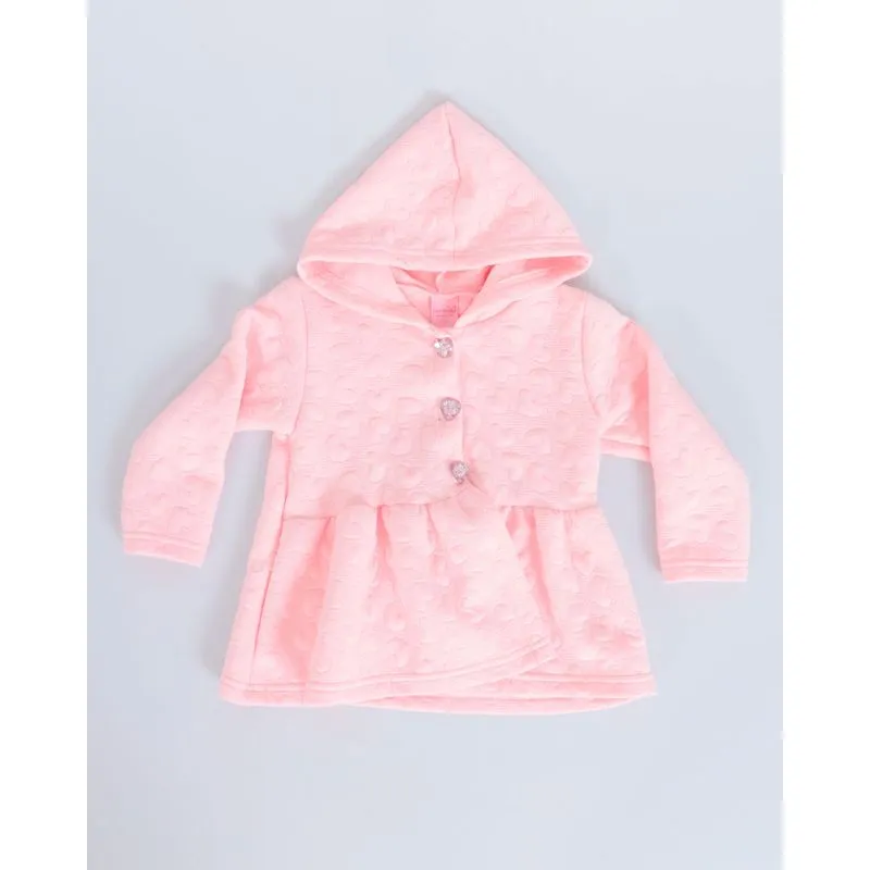 Casaco Bebê Matelassê Coração Rosa Claro 2
