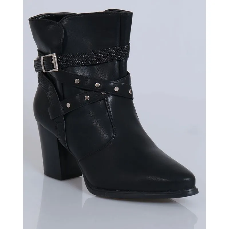 Bota Feminina Cano Curto Fivela Mooncity Preta 39
