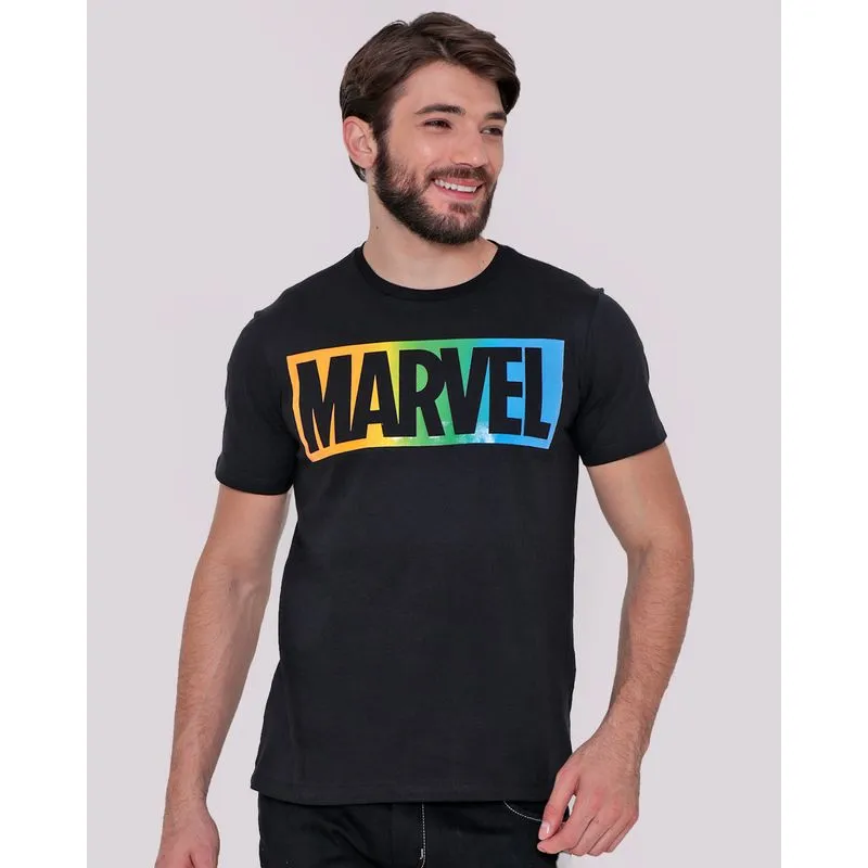 Camiseta Masculina Algodão Estampa Marvel Preta G