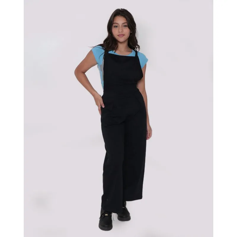 Jardineira Juvenil Moletinho Wide Leg Preto 16