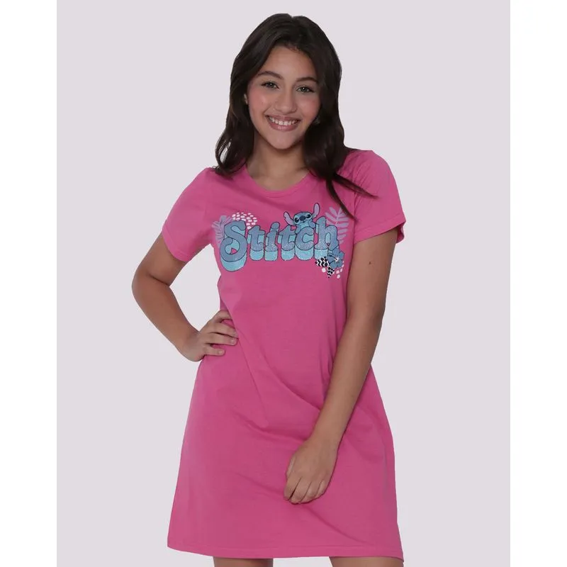Vestido Juvenil Disney Stitch Rosa 10