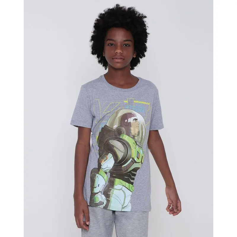 Camiseta Juvenil Disney Buzz Lightyear Cinza Claro 12