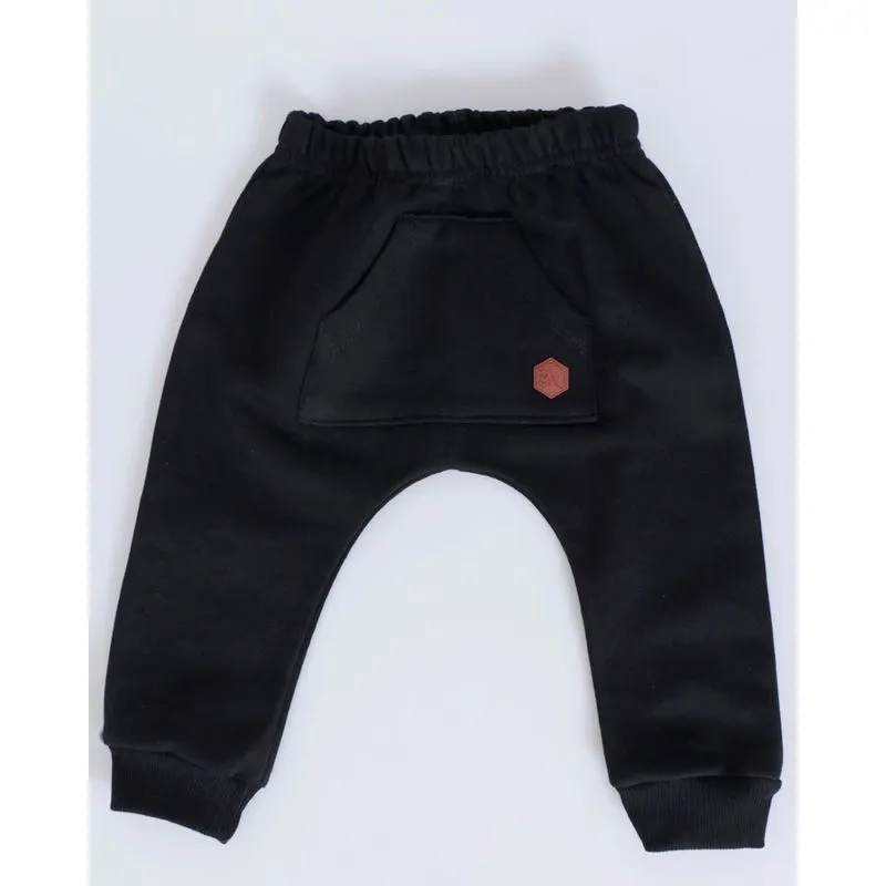 Calça Moletom Bebê Jogger Bolso Preta G