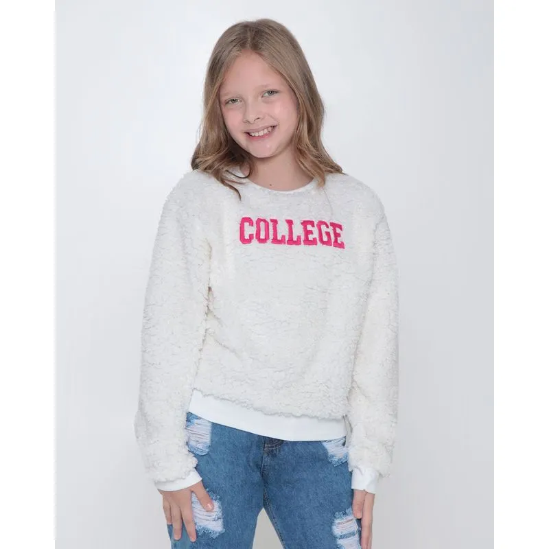 Blusão Juvenil Sherpa College Off White 10