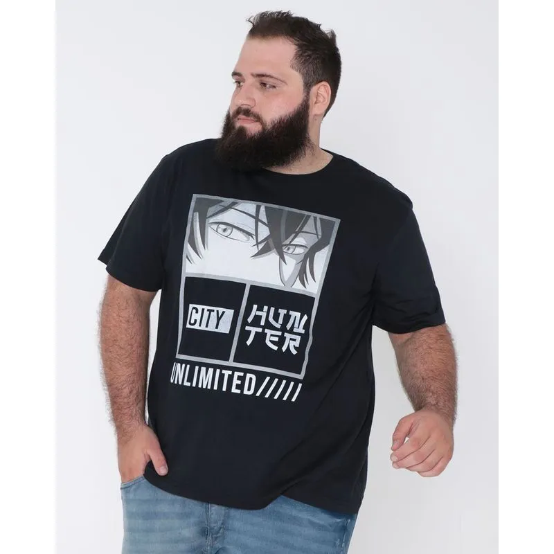 Camiseta Plus Size Masculina Anime Preta G3
