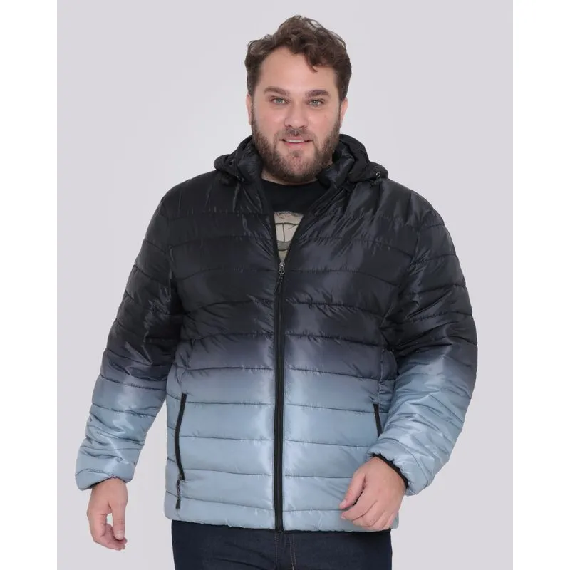 Jaqueta Masculina Plus Size Puffer Degradê Cinza Preta G1