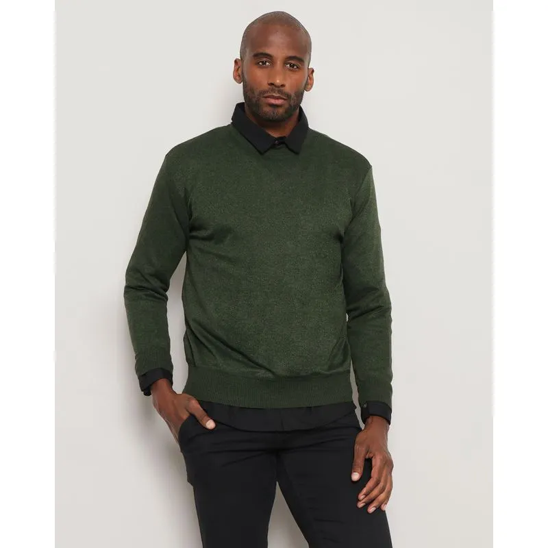 Suéter Masculino Tricô Verde Médio GG