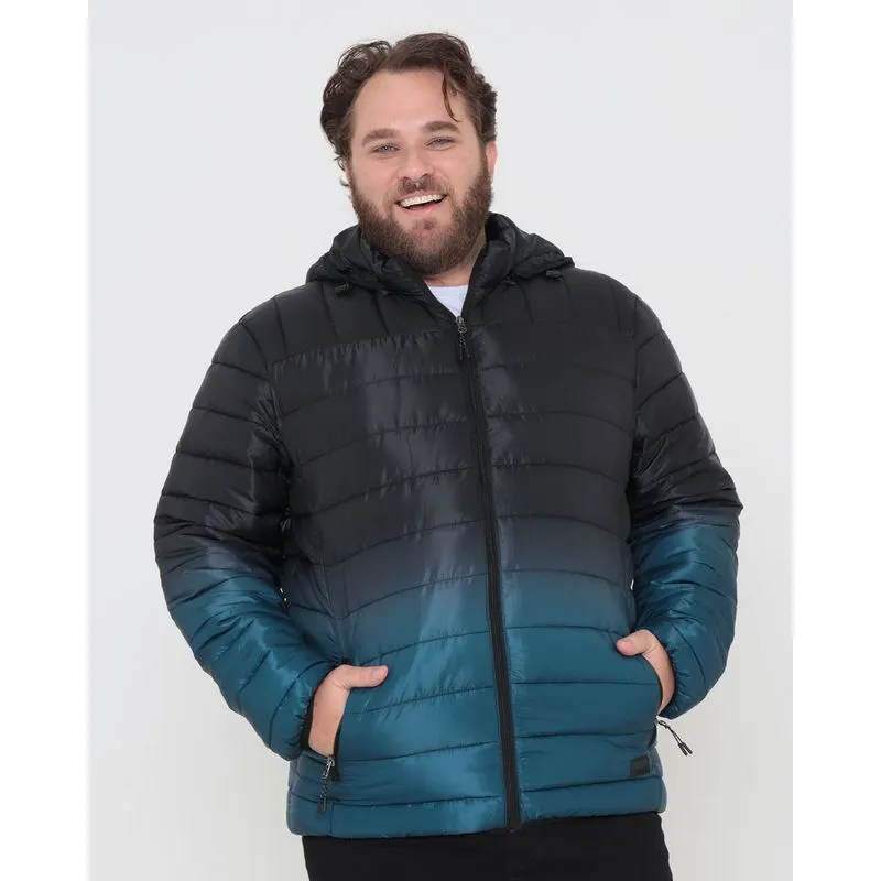 Jaqueta Masculina Plus Size Puffer Degradê Preta G1