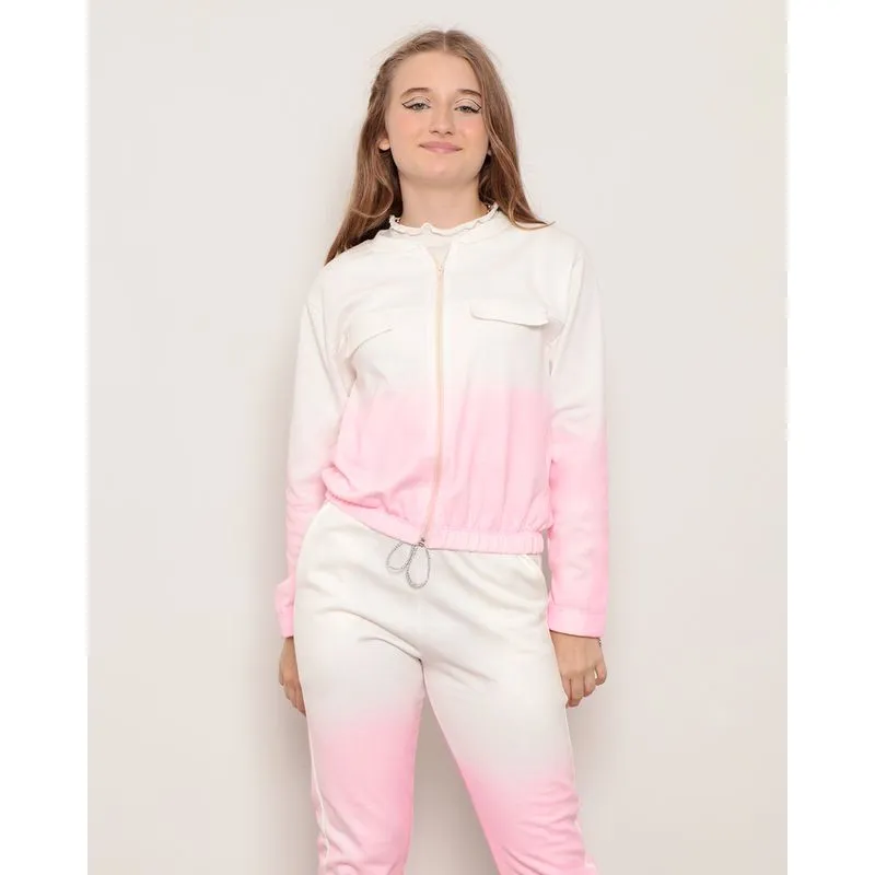 Casaco Moletom Juvenil Dip Dye Rosa Off White 10
