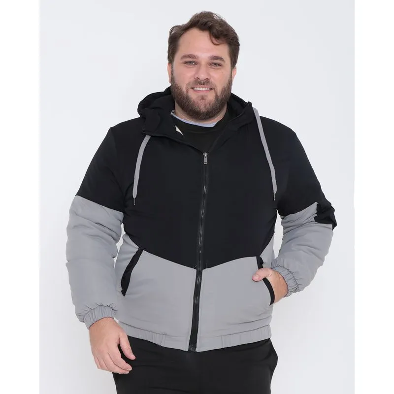Jaqueta Masculina Plus Size Recorte Preta G3
