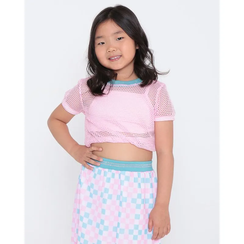 Blusa Infantil Cropped Tela Com Sobreposição Rosa 6