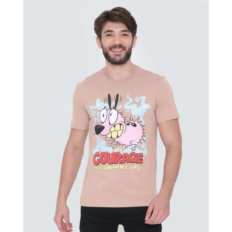 Camiseta Masculina Coragem Cão Covarde Cartoon Network Bege GG
