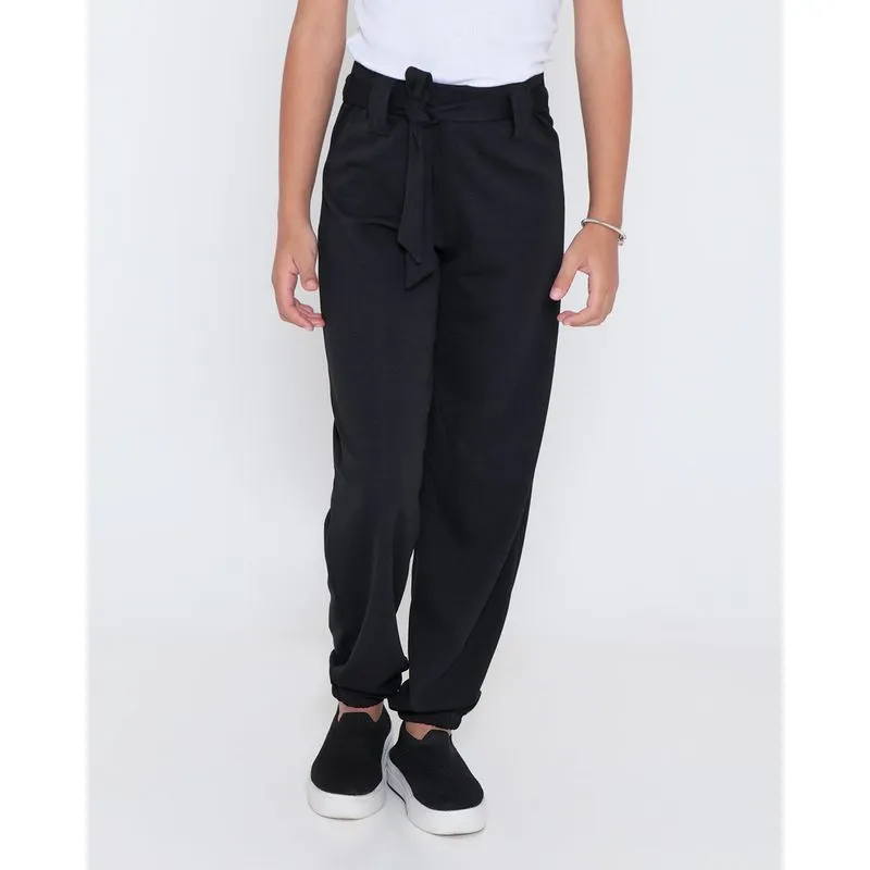 Calça Crepe Juvenil Jogger Preta 16