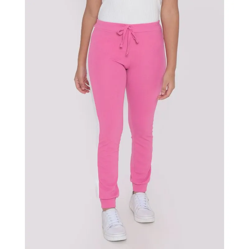 Calça Crepe Jogger Juvenil Recorte Rosa Escuro 12