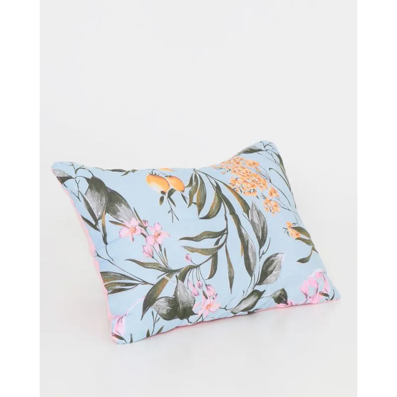 Fronha Matelada Malha 30/1 Edromania Floral Rosa e Azul UN
