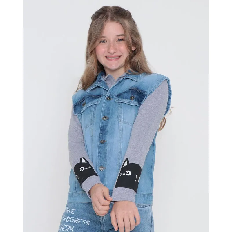 Colete Jeans Juvenil Azul Claro 12