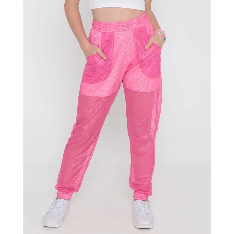 Calça Juvenil Tela Com Forro Rosa 16