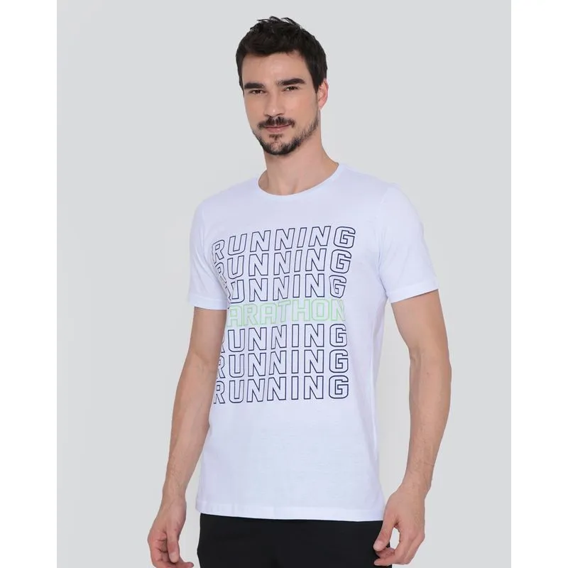 Camiseta Masculina Esportiva Estampa Running Branca GG
