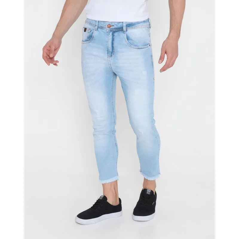 Calça Jeans Masculina Cropped Azul Claro 42
