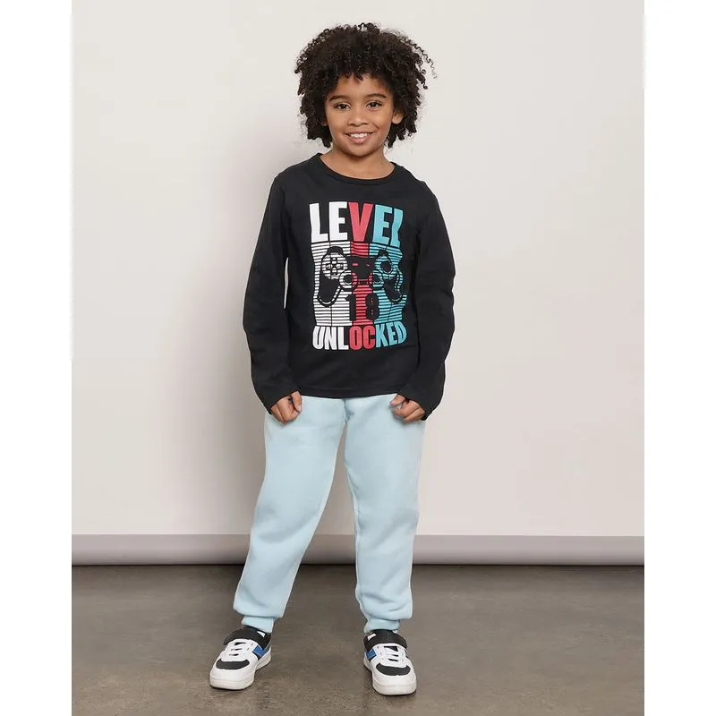 Calça Infantil Moletom Jogger Azul 8