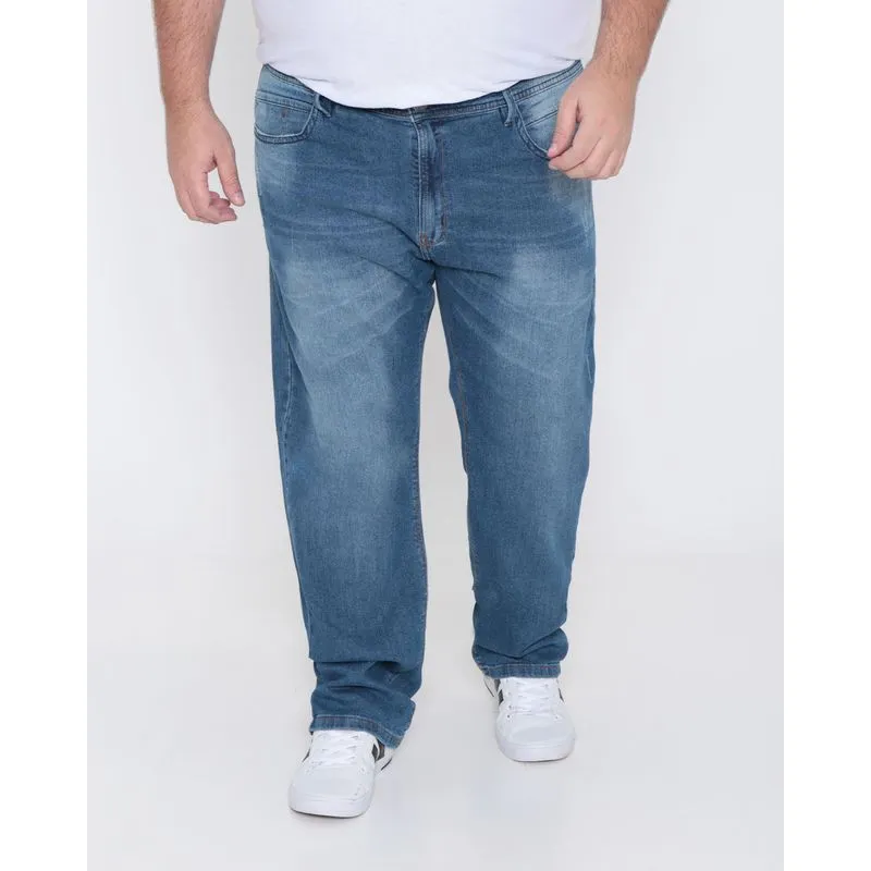 Calça Jeans Masculina Plus Size Reta Gangster Azul 48