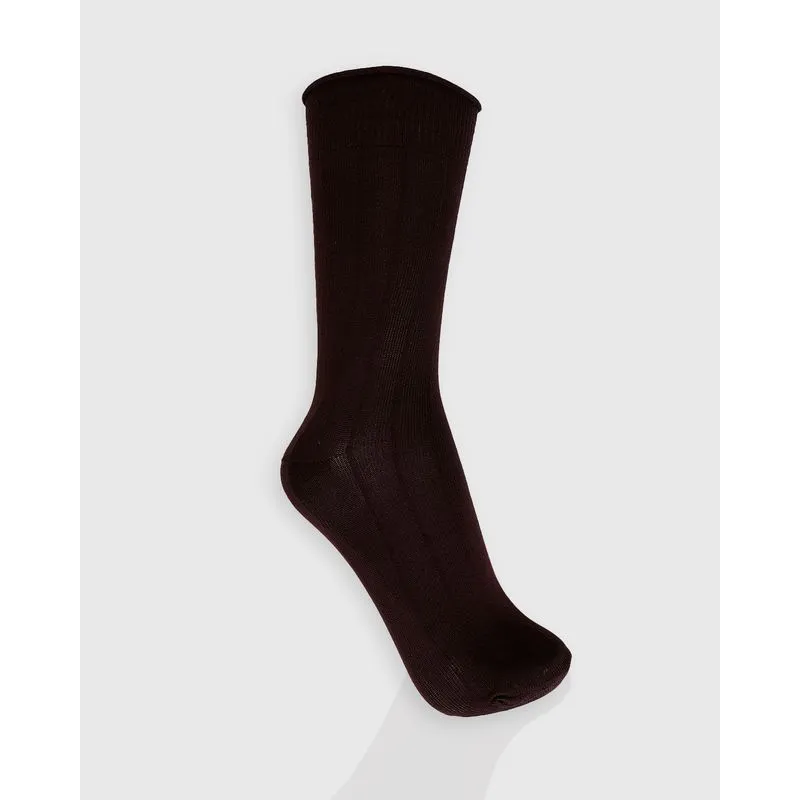Meia Social Masculina Canelada Marrom Escura 37 A 44