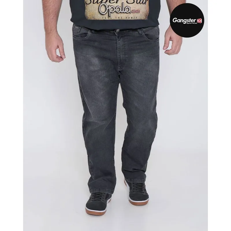Calça Jeans Masculina Plus Size Reta Gangster Preta 48