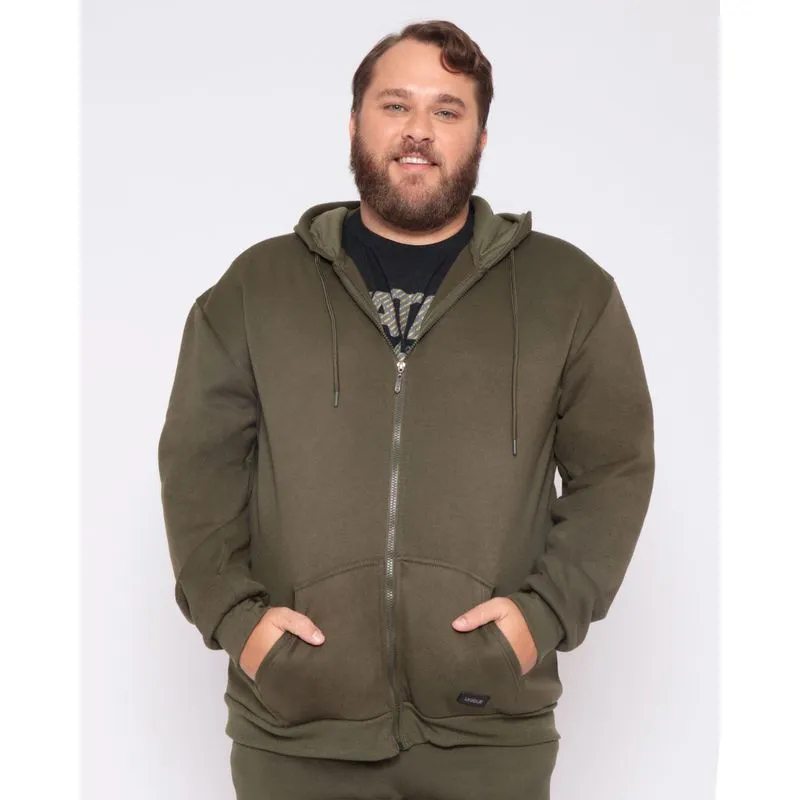 Casaco Moletom Plus Size Masculino Com Capuz Verde G2