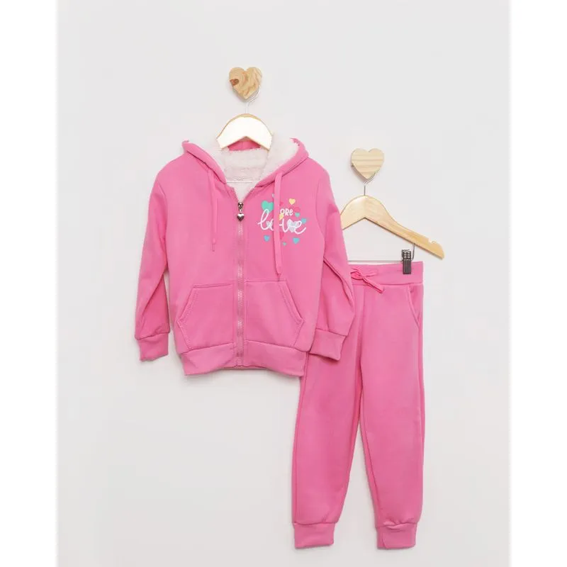 Conjunto Bebê Moletom Pelinho Rosa Claro Lindika 3