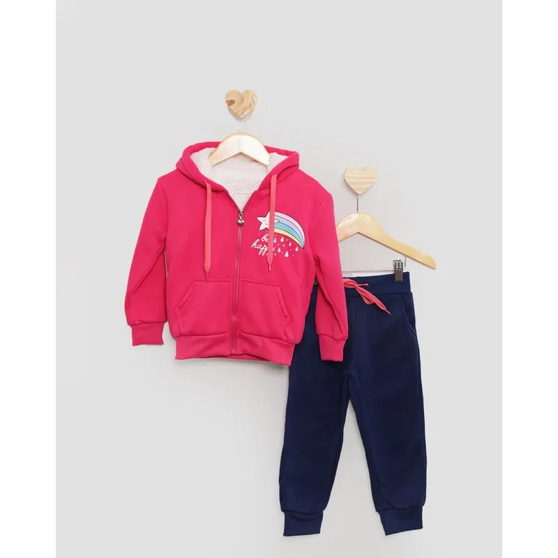 Conjunto Bebê Moletom Pelinho Lindika Rosa Escuro 3