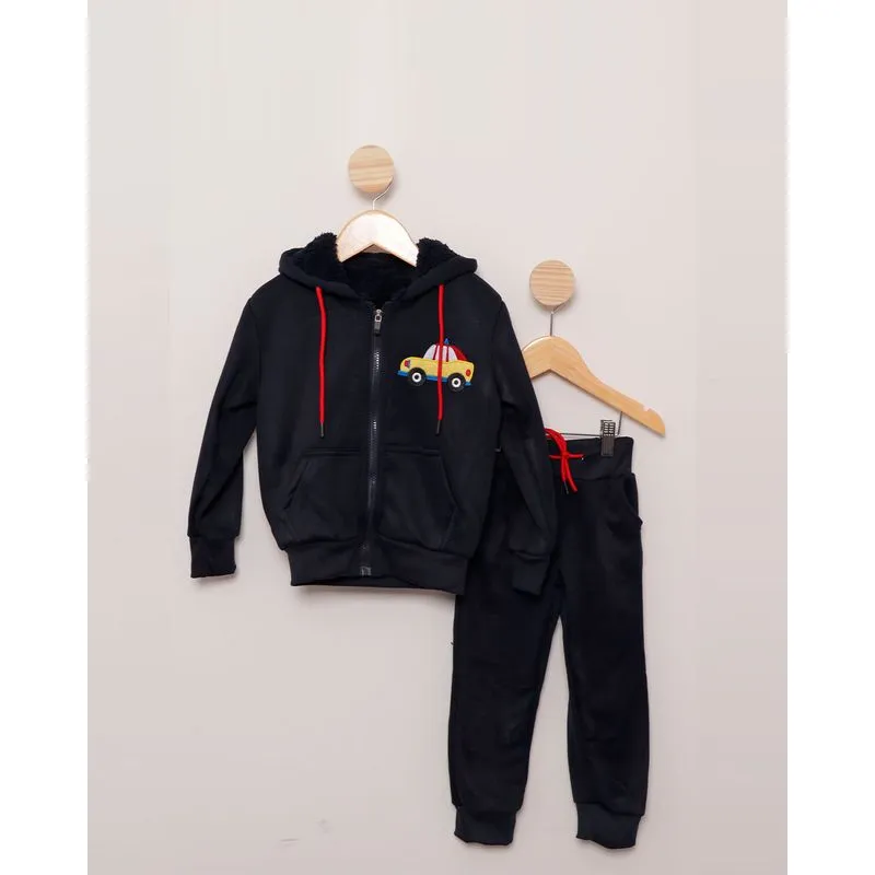 Conjunto Moletom Bebê Com Zíper Forro Pelinho Marinho 2