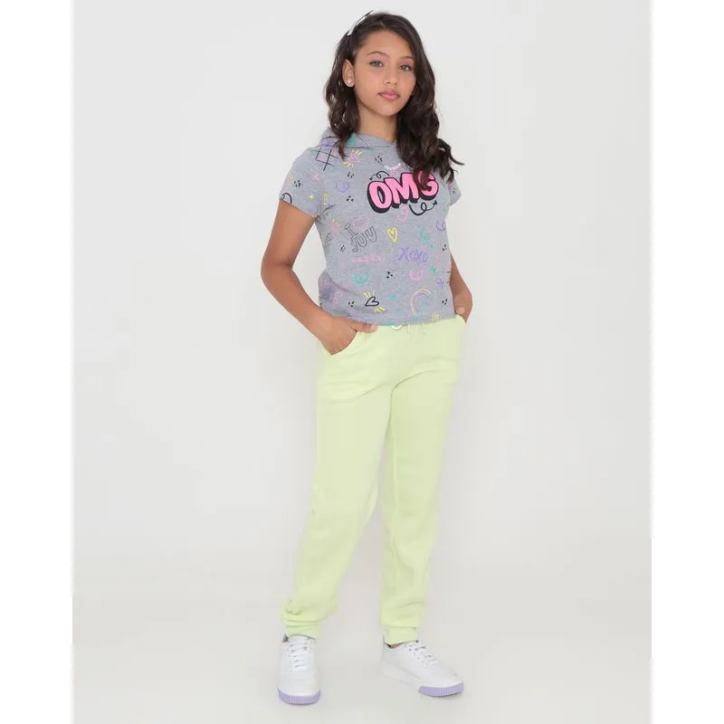 Calça Moletom Juvenil Jogger Verde Neon 12