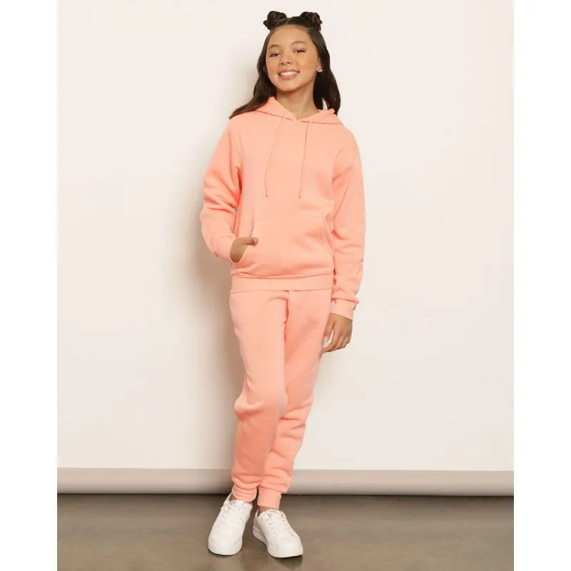 Calça Moletom Juvenil Jogger Com Bolsos Laranja 14