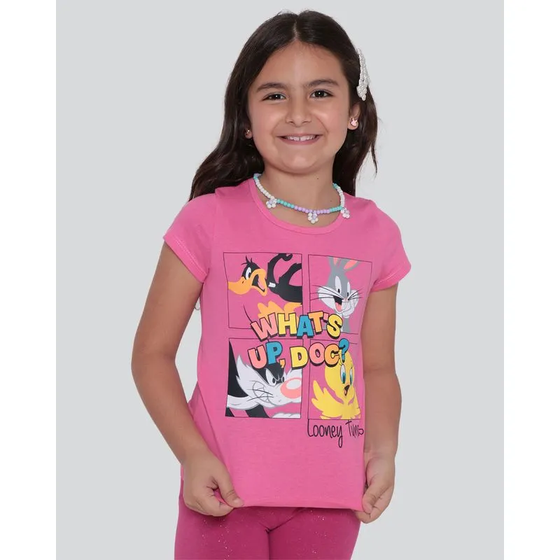 Blusa Infantil Estampa Looney Tunes Rosa Médio 6