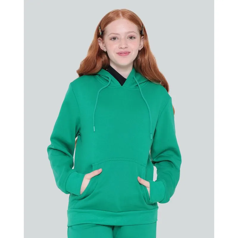 Blusão Moletom Juvenil Com Bolso Canguru Verde Escuro 14