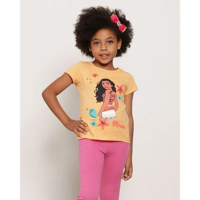 Camiseta Infantil Algodão Disney Moana Laranja 6