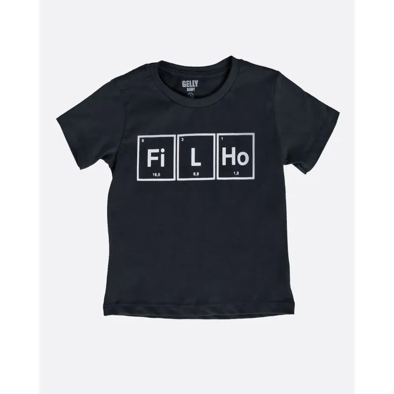 Camiseta Bebê Manga Curta Estampa Filho Preta 3
