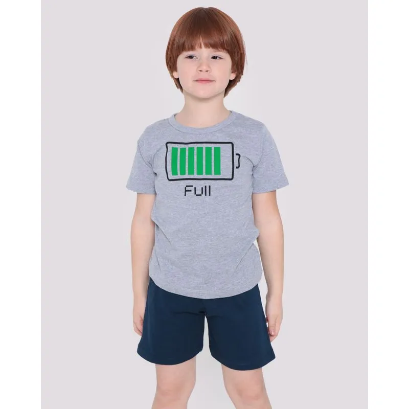 Pijama Infantil Estampa Full Azul Cinza 8