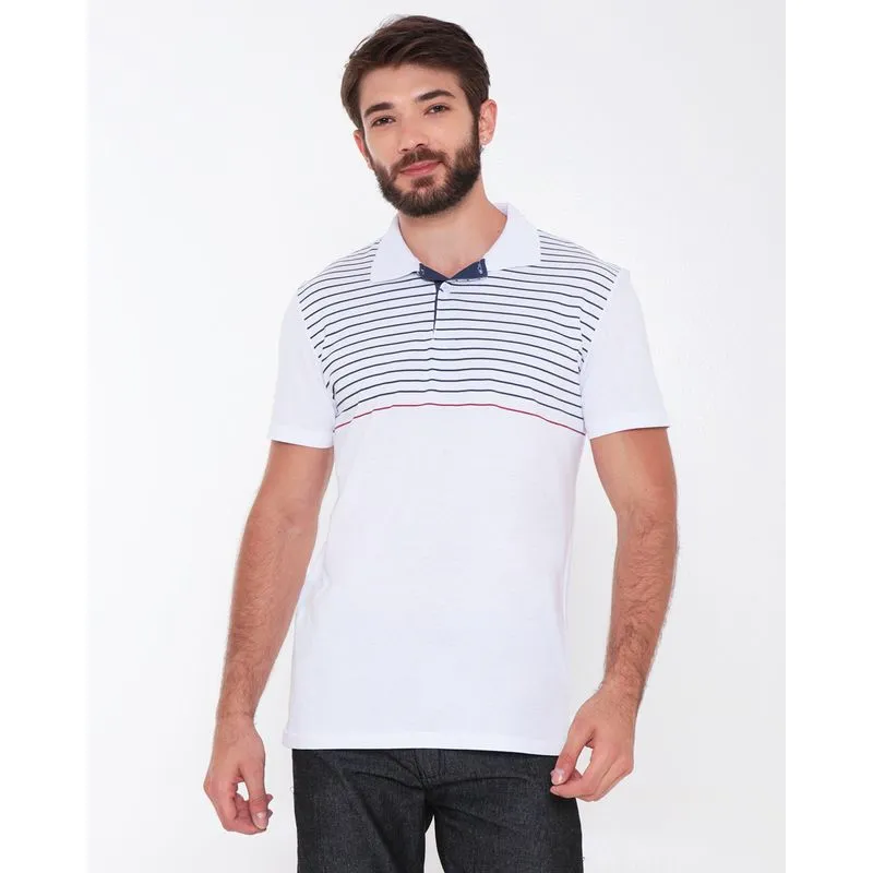 Camisa Polo Masculina Manga Curta Listrada Branca G