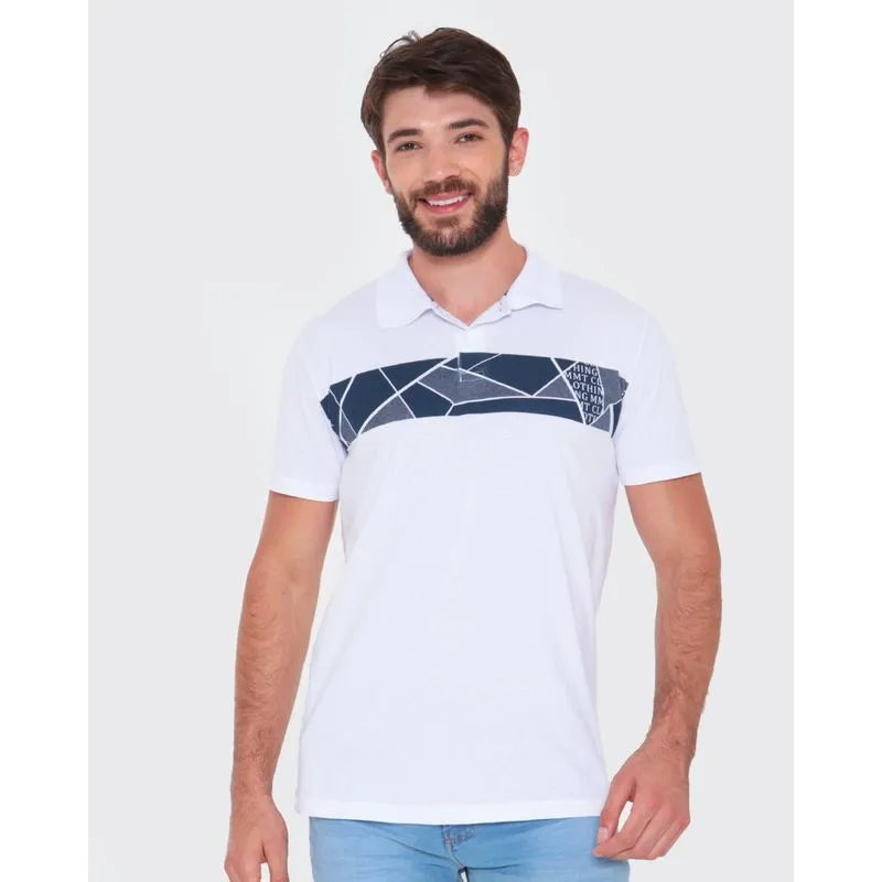 Polo Masculino Estampa Geométrica Branca GG