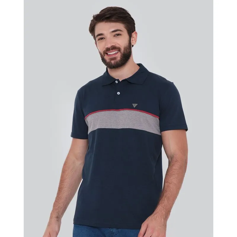 Polo Masculina Manga Curta Azul Marinho G