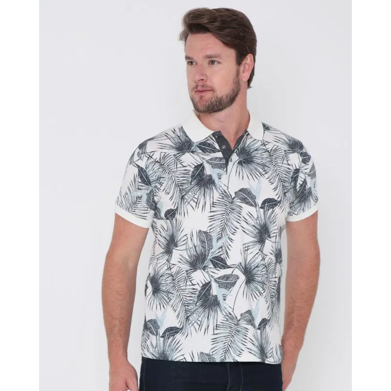Polo Masculina Estampa Floral Off White GG