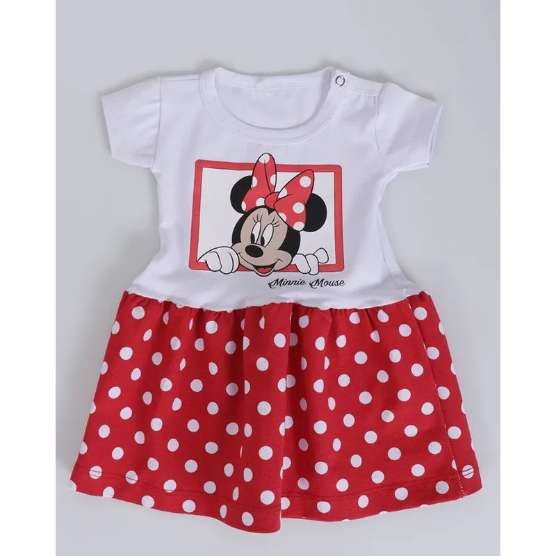 Vestido Bebê Manga Curta Minnie Disney Branco M