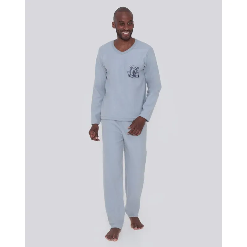 Pijama Masculino Gola V Soft Cinza GG