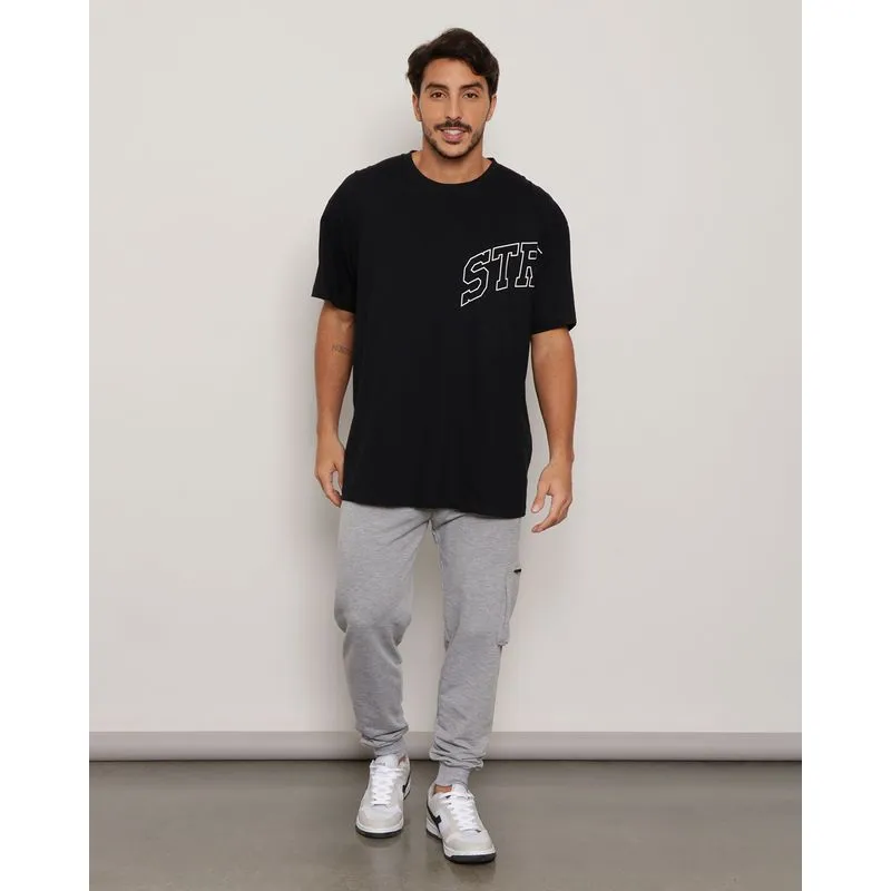 Calça Moletom Masculina Jogger Bolso Cargo Cinza G